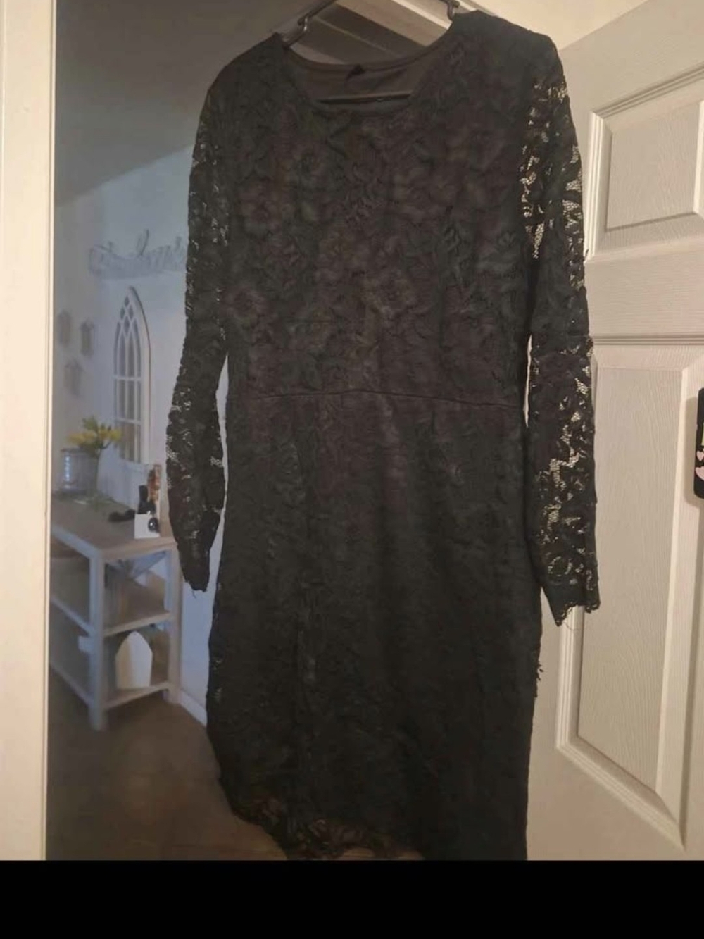 SHEIN Black Lace Long Sleeve Cocktail Dress